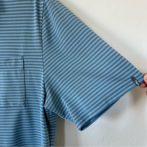 Kjus Lee Sage Green Light Blue Men’s Striped Short Sleeve Golf Polo Xtra Large - Picture 4 of 11